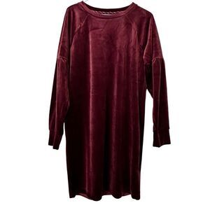 Macys MNY Marc New York Performance Velvet Puff Sleeve Sheath Dress Burgundy Lar